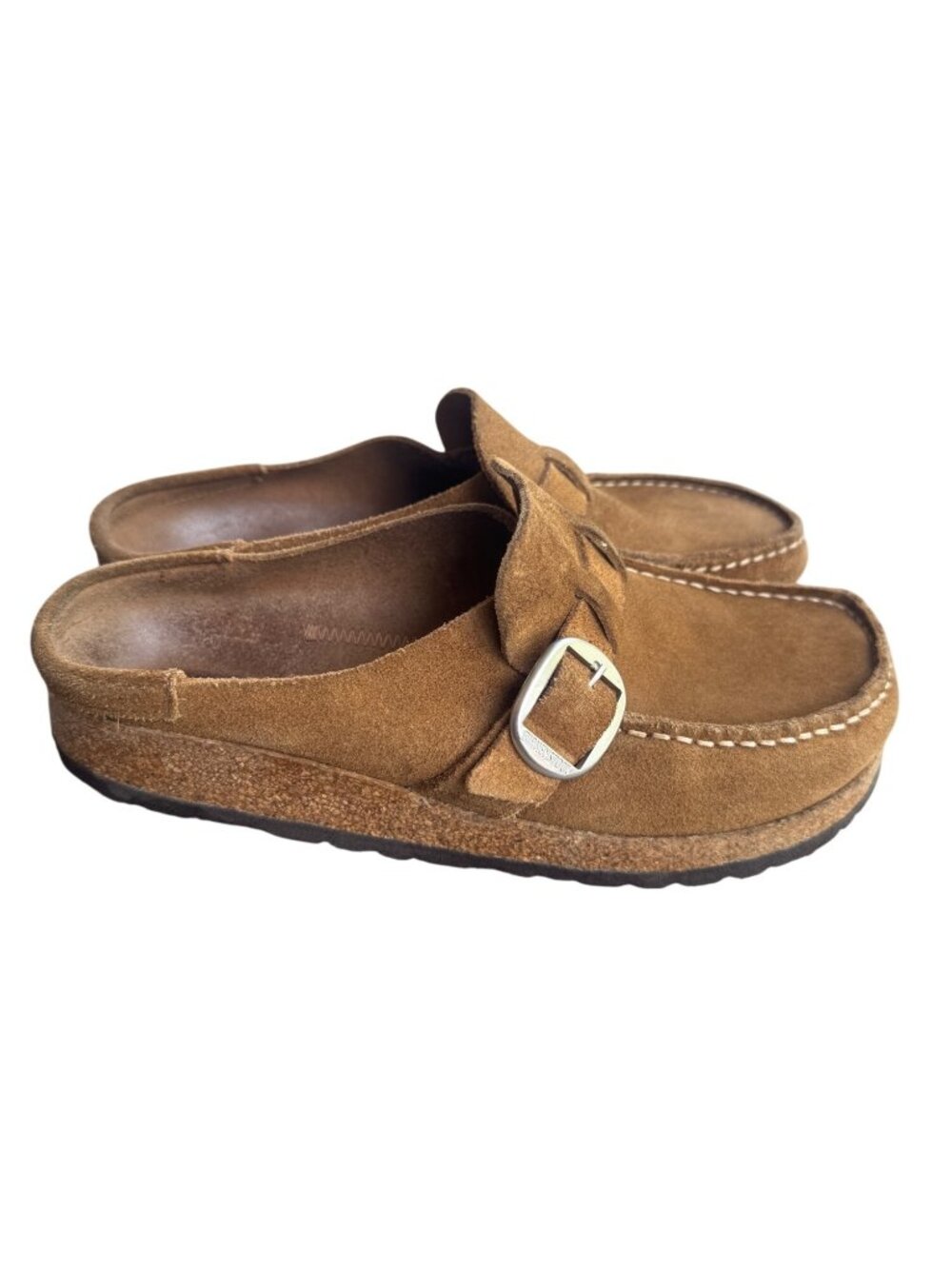 Birkenstock Buckley Shoes Womens 37 Size 6 Brown Suede Casual Slip On Clog